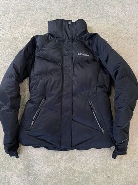NO HOOD! Columbia Jacket Womens Medium Black Omni-Heat Down Feather Puffer